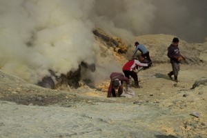 Sulphur mine in the crater